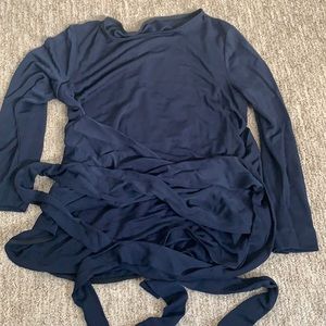 Navy wrap around blouse